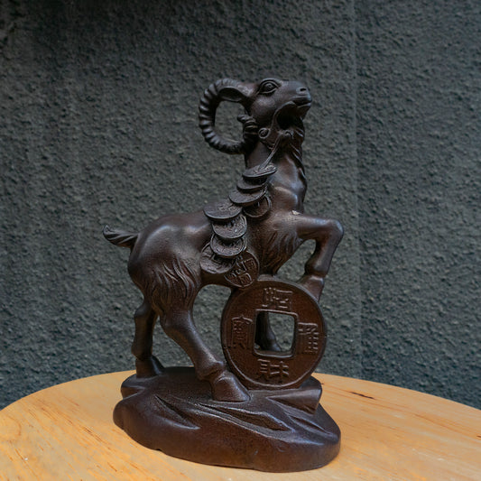 Bronze Goat Statue - "Fortune's Guardian"