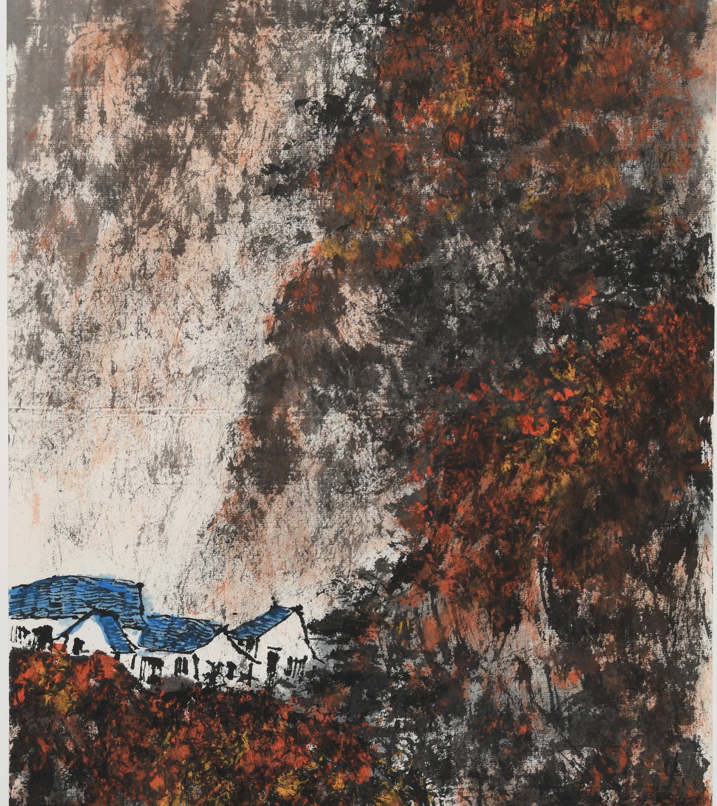 Elegant Chinese Watercolor Painting – "Four Seasons Scroll: Autumn" (Chūn Xià Qiū Dōng Sì Tiáo Píng zhī Qiū) – Wall Hanging Scroll Masterpiece by Renowned Artist Ma Guangqi