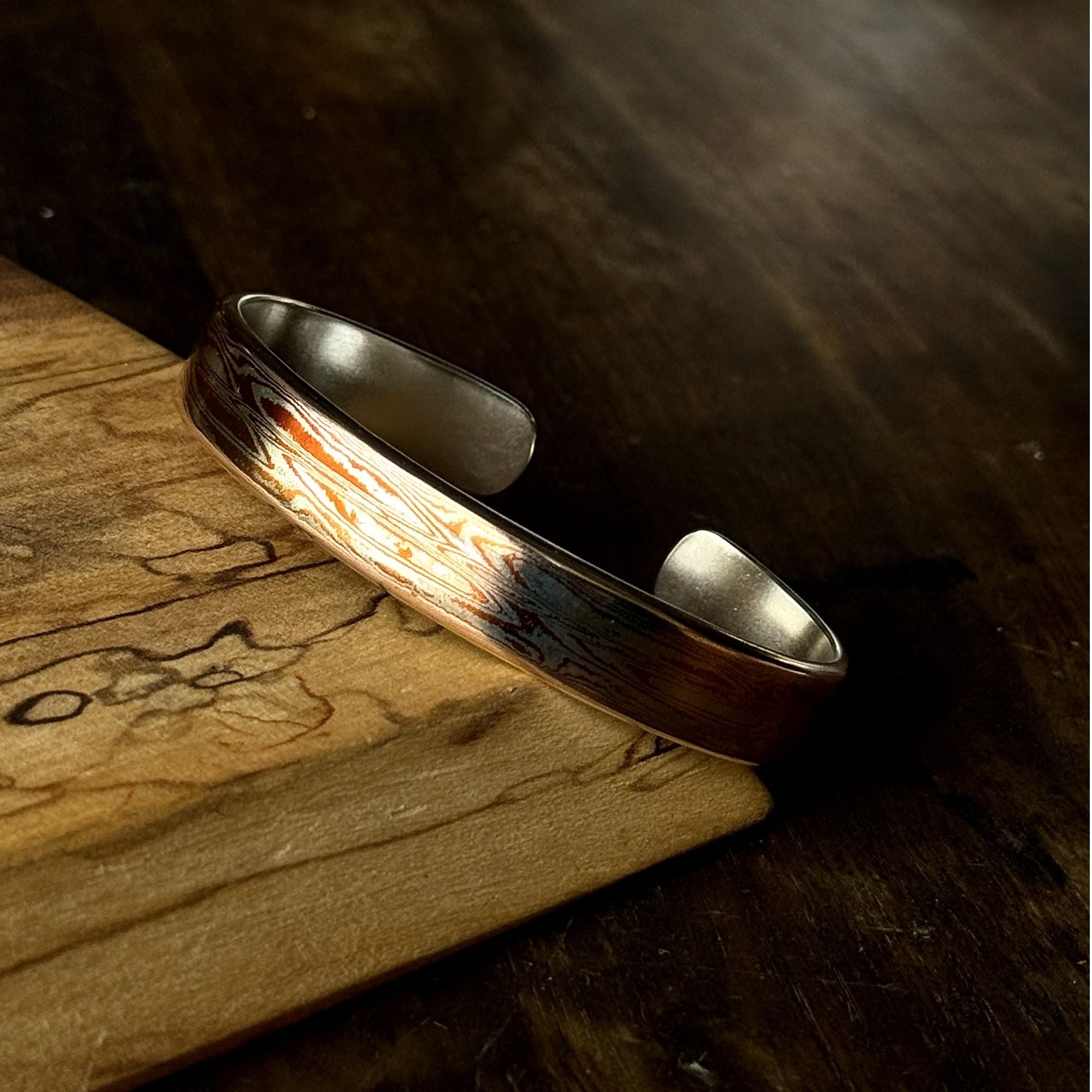 Mokume-gane Patterned Bracelet — A Handcrafted Masterpiece