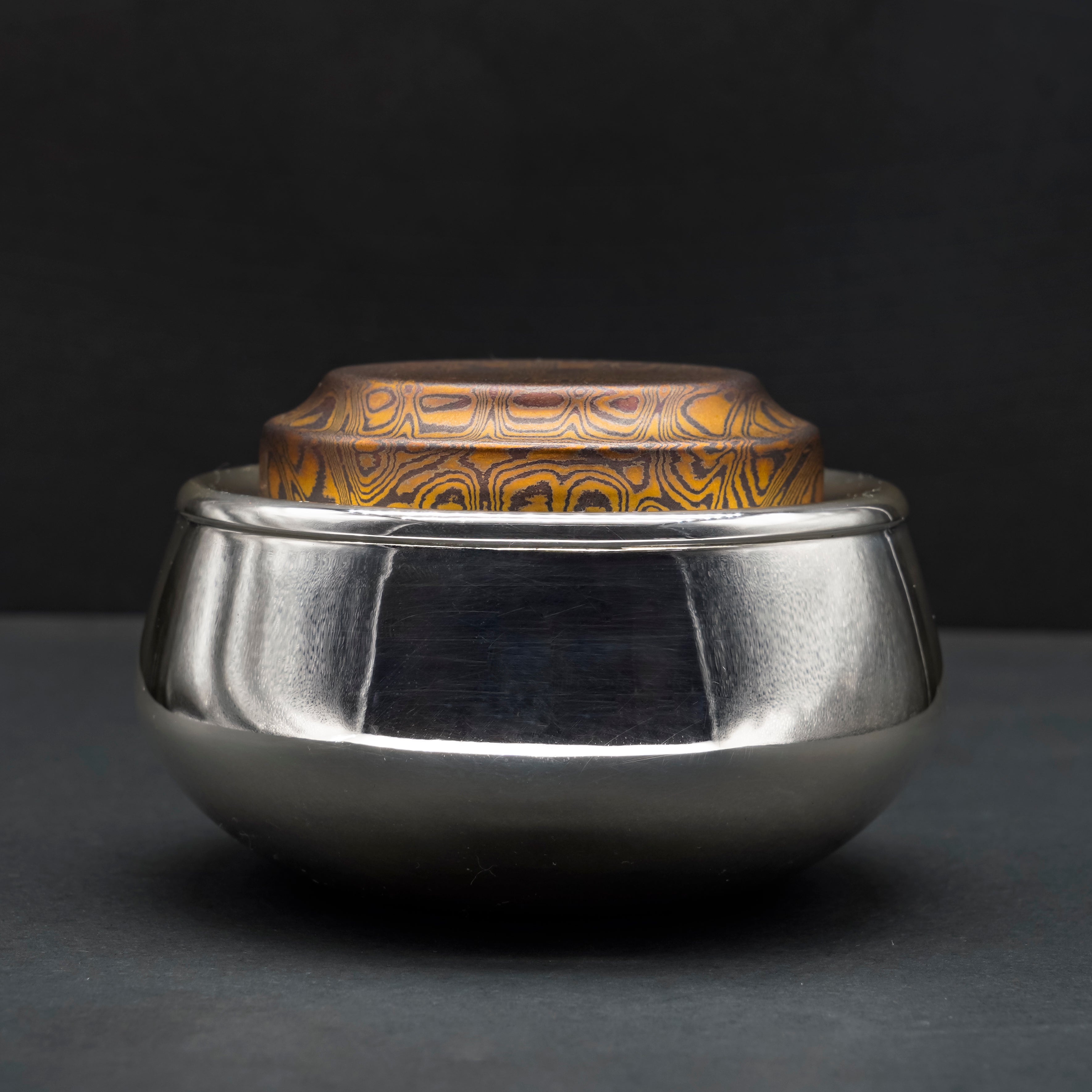 Cloud Mantle — Handcrafted Yun Jian Silver Tea Caddy with Mokume-gane Lid