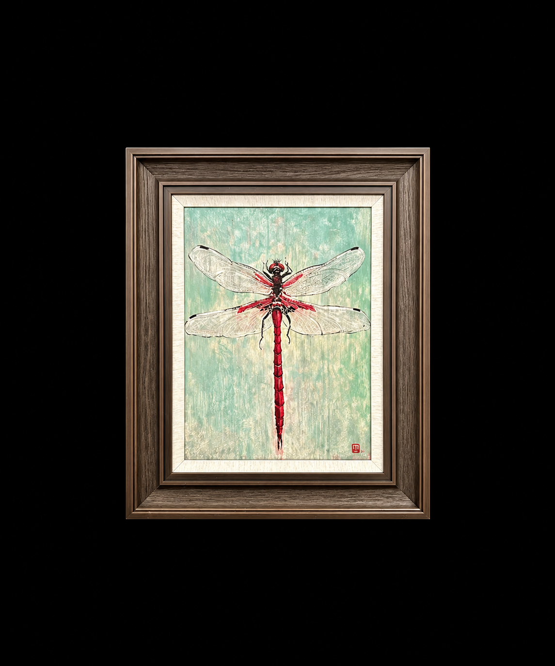 Still in Flight — Tonbo Dragonfly Series | Original Framed Panel Painting