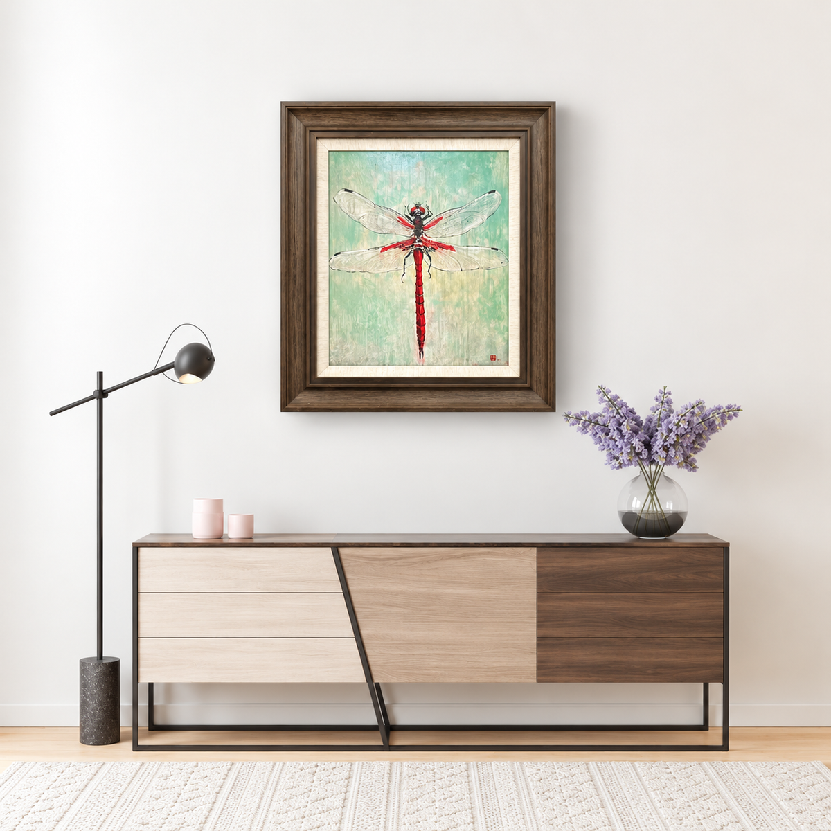 Still in Flight — Tonbo Dragonfly Series | Original Framed Panel Painting