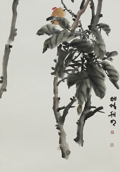 "Blissful Autumn" (Hān Qiū) by Guo Zhaoming – Traditional Chinese Bird-and-Flower Painting