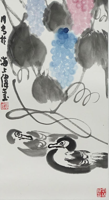 "Autumn Breeze: A Nostalgic Tune of Jiangnan" (Qiū Fēng Yì Yùn Yì Jiāngnán) by Gu Weixi – Traditional Chinese Asian Art Scroll Painting