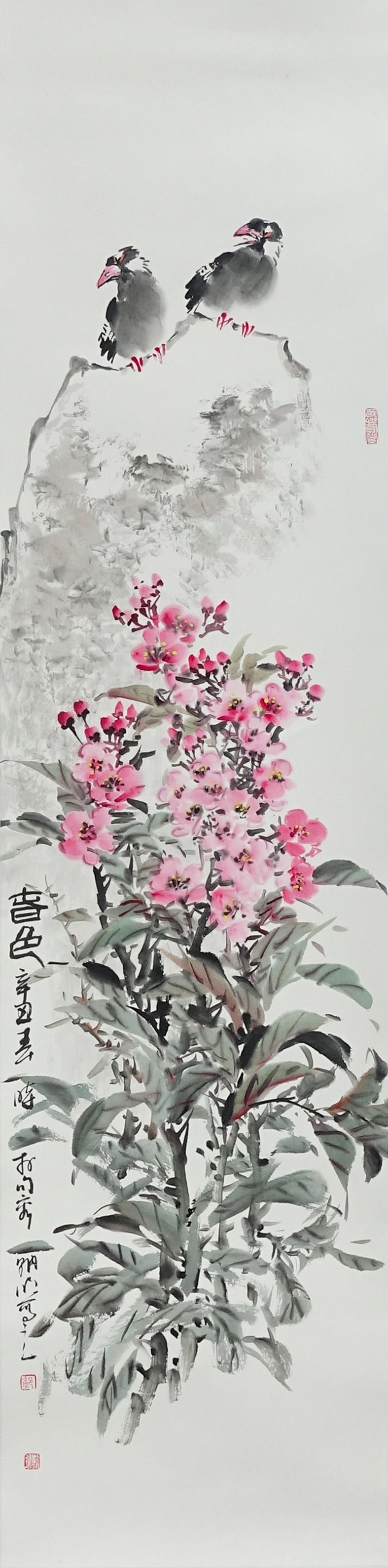 Traditional Chinese Bird-and-Flower Painting – "Colors of Spring" (Chūn Sè) by Guo Zhaoming