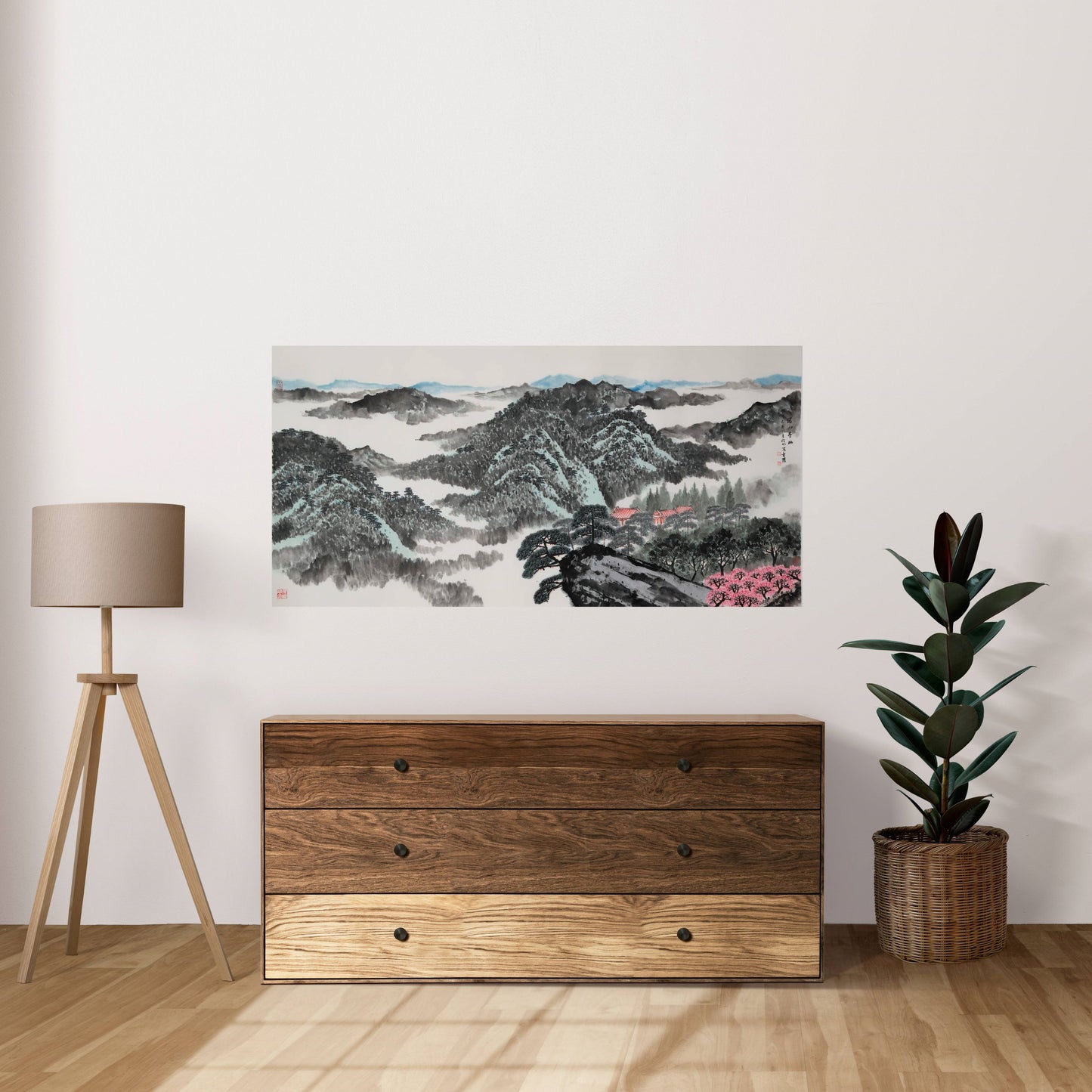 "Seeking Solitude in Deep Mountains" (Shēn Shān Xún Yōu) by Mo Xiangming – Traditional Chinese Landscape Painting of Mountains