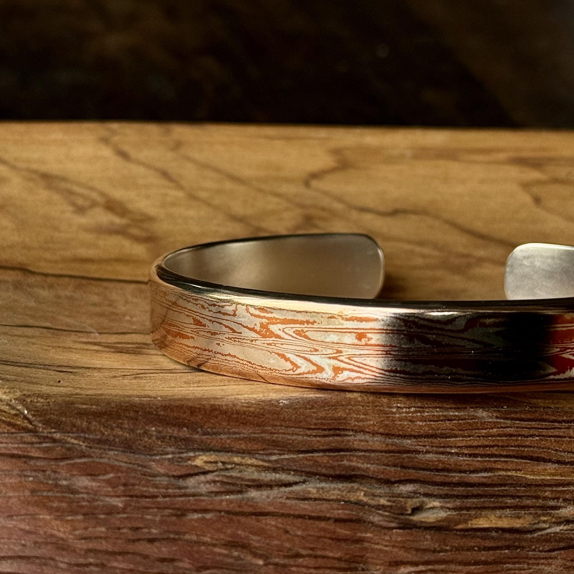 Mokume-gane Patterned Bracelet — A Handcrafted Masterpiece
