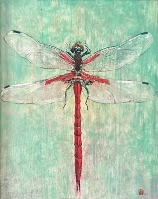 Still in Flight — Tonbo Dragonfly Series | Original Framed Panel Painting