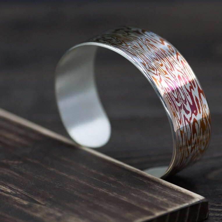 Mokume-gane Patterned Bracelet — A Handcrafted Masterpiece