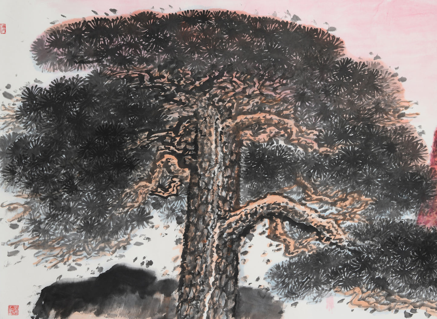 Traditional Chinese Pine Tree Landscape – "Huangshan Welcoming Pine (Huángshān Yíngkè Sōng)" by Luo Guowei