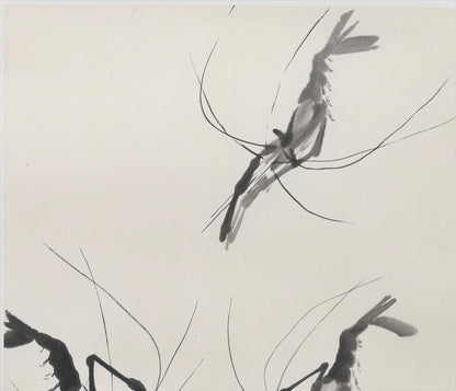 "Shrimp" (Xiā) by Geng Baogui – Vintage Traditional Chinese Asian Ink Hanging Painting