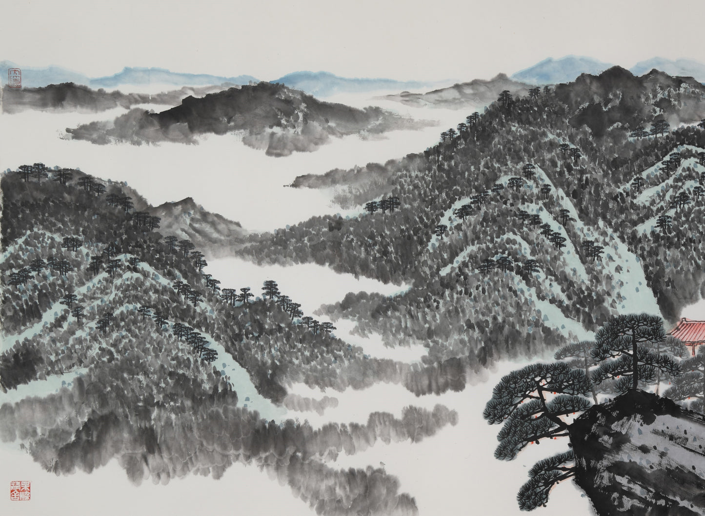 "Seeking Solitude in Deep Mountains" (Shēn Shān Xún Yōu) by Mo Xiangming – Traditional Chinese Landscape Painting of Mountains