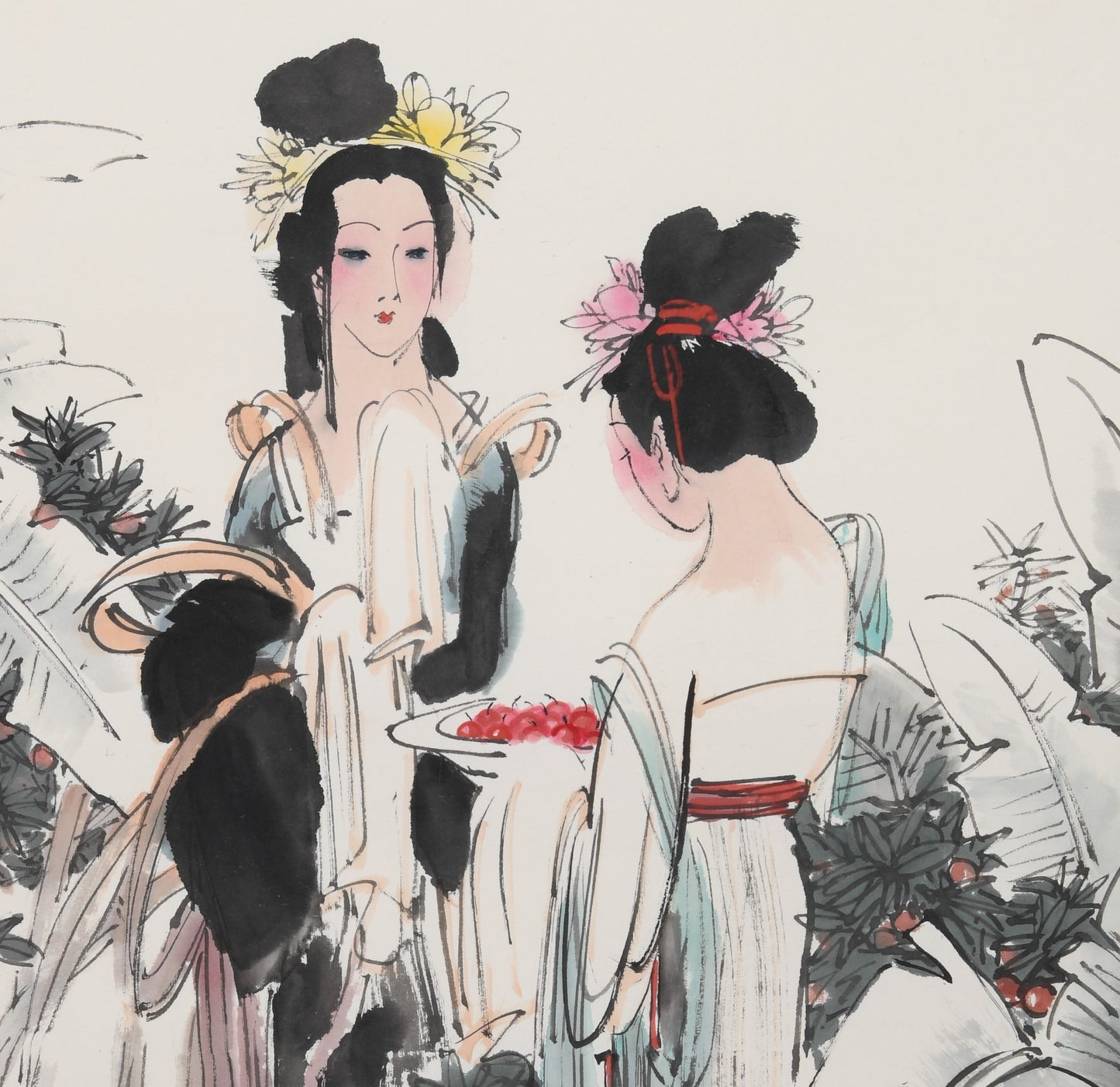 "Portrait of Ladies" (Shìnǚ Tú) by Cai Zhixin – Chinese Gongbi Painting