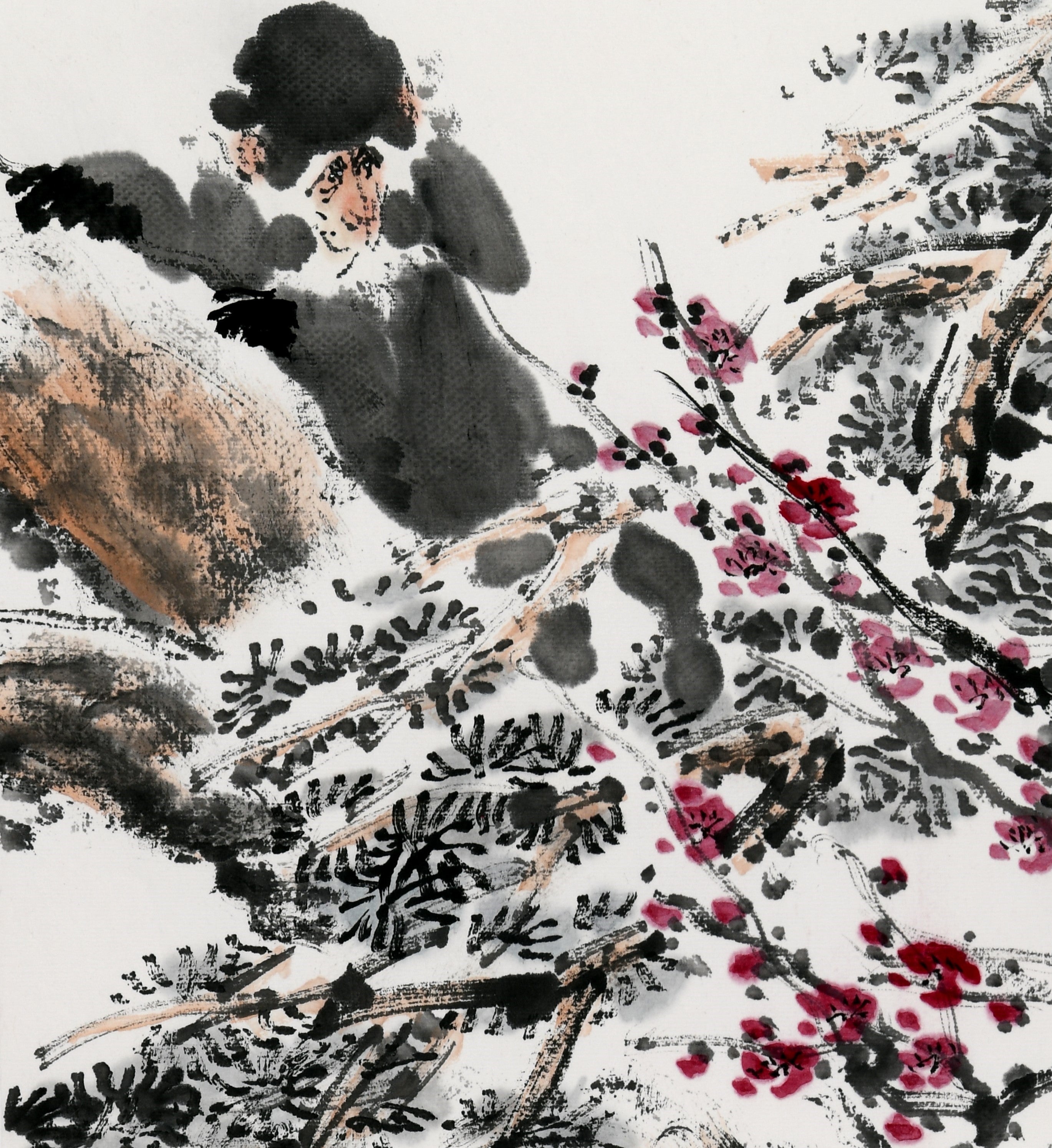 "Friends of Winter: Pine, Bamboo, Plum" (Suì Hán Sān Yǒu · Sōng Zhú Méi) by Xu Peichen – Vintage Traditional Chinese Ink Wall Hanging Painting