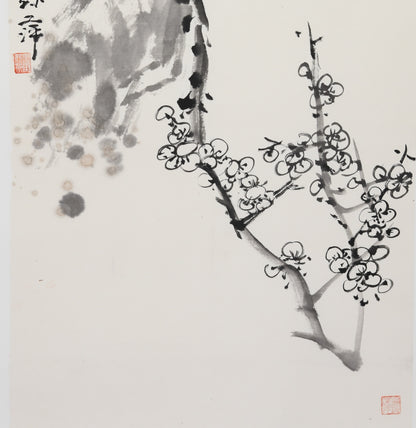 Traditional Chinese Hanging Painting – "Battling the Snow: Plum Blossoms" (Zhàn Xuě · Méihuā) by Wu Zongping