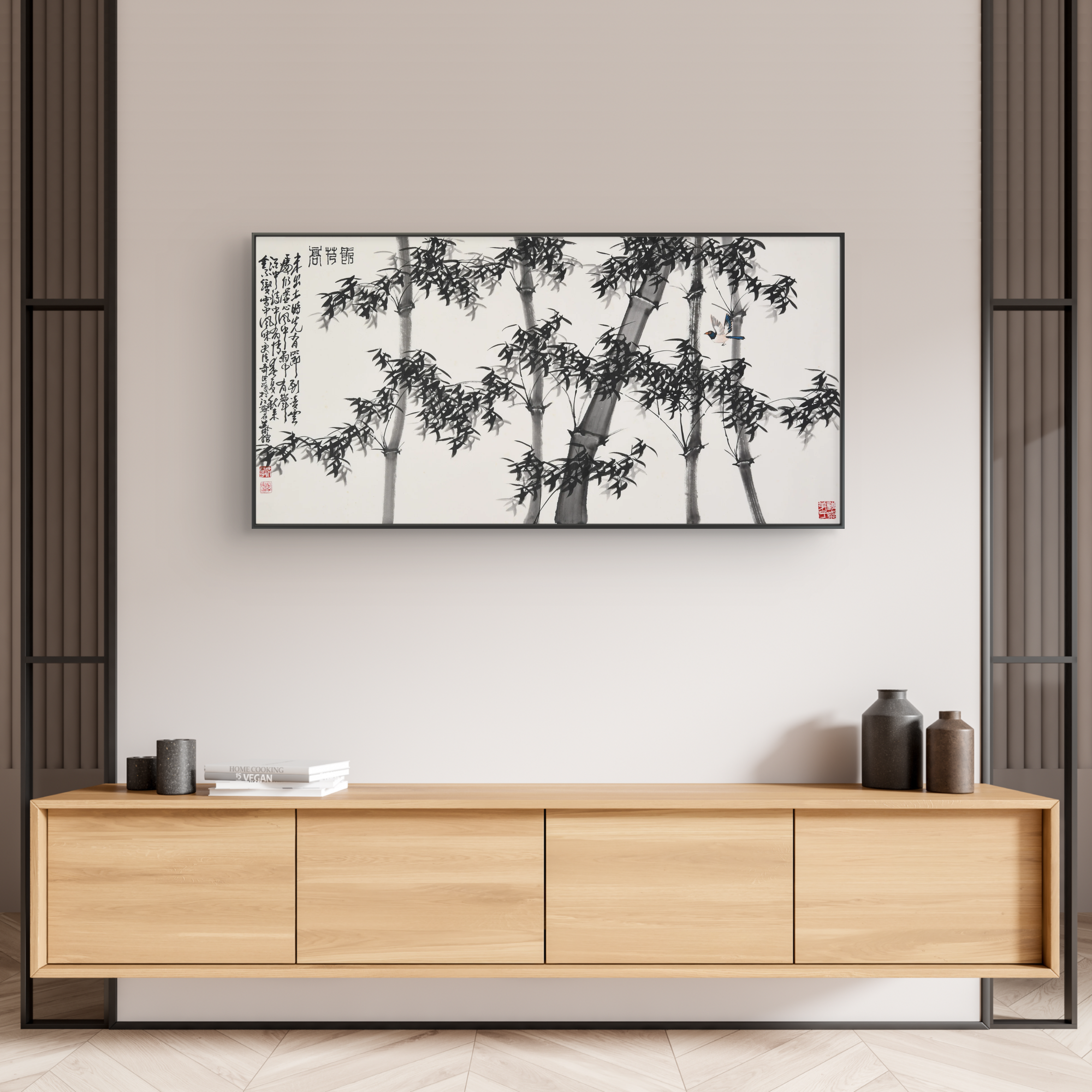 Traditional Chinese Landscape Painting of Bamboo Forest – "Growing Tall, Bamboo" (Jié Jié Gāo · Zhú) by Hong Guzi