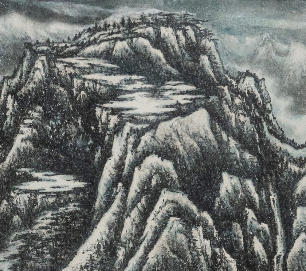 Traditional Chinese Mountain Landscape – "Harmony in Snow" (Ruì Xuě Piāo Qún Shān) by Zhu Kai