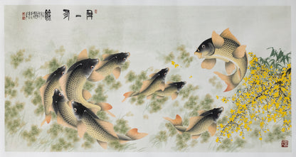 "Abundance Year After Year" (Niánnián Yǒuyú) by Zhu Guicheng – Chinese Gongbi Painting