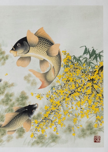 "Abundance Year After Year" (Niánnián Yǒuyú) by Zhu Guicheng – Chinese Gongbi Painting