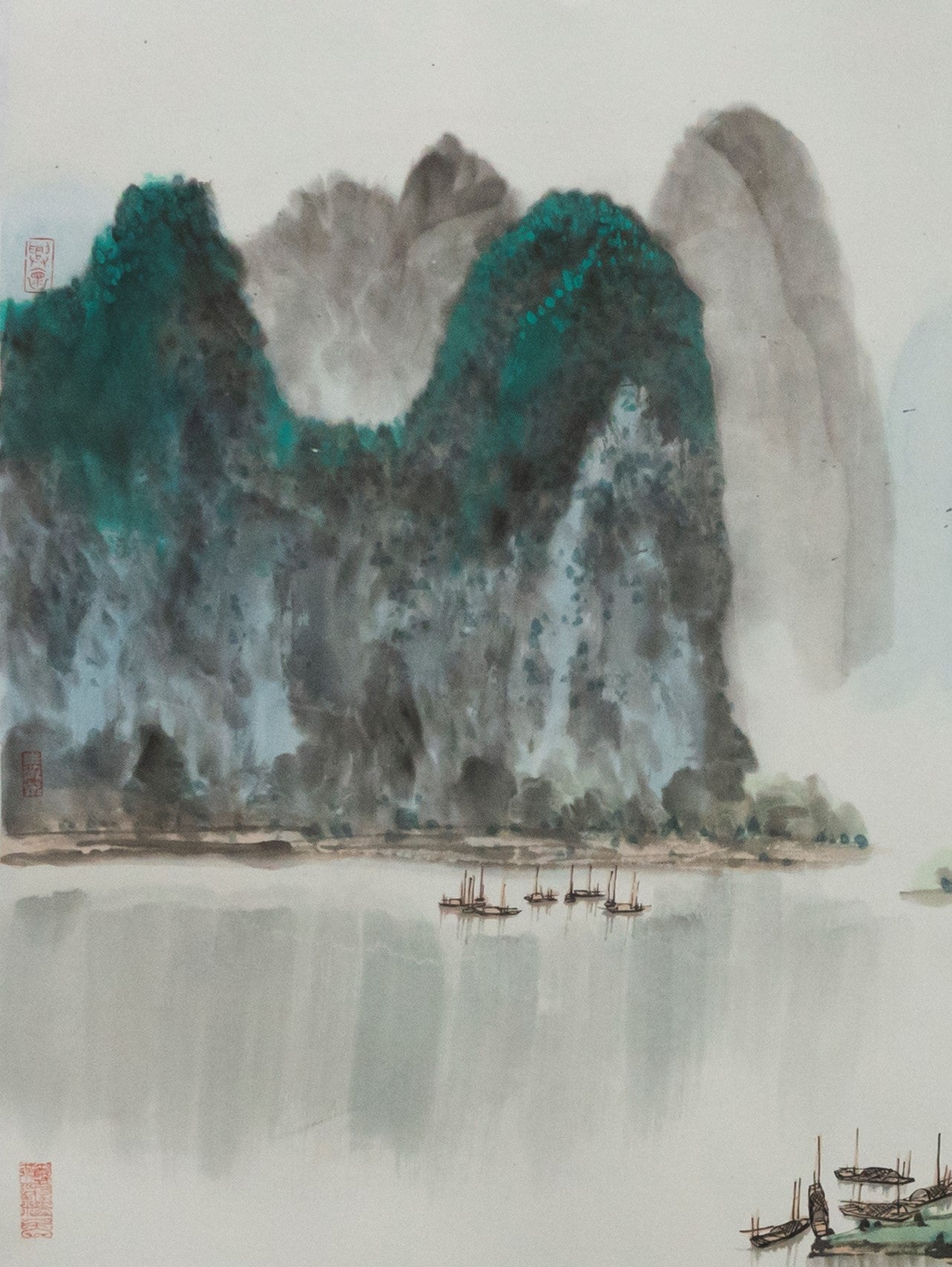 Traditional Chinese Mountain Landscape – "Spring Dawn on the Li River (Líjiāng Chūnxiǎo)" by Mo Xiangming