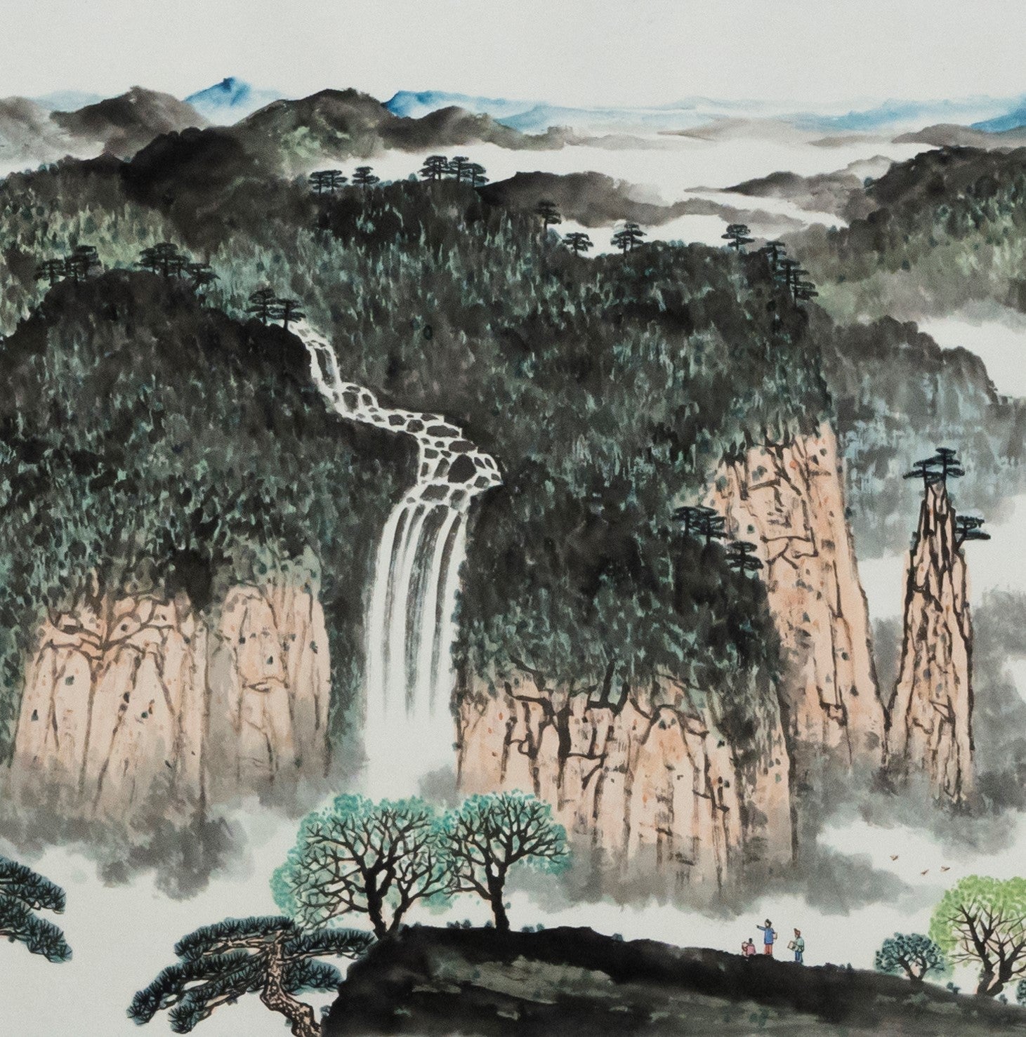 "Spring Returns to the Great Mountains" (Chūn Huí Dà Shān) by Mo Xiangming – Traditional Chinese Landscape Painting of Mountains (Watercolor)