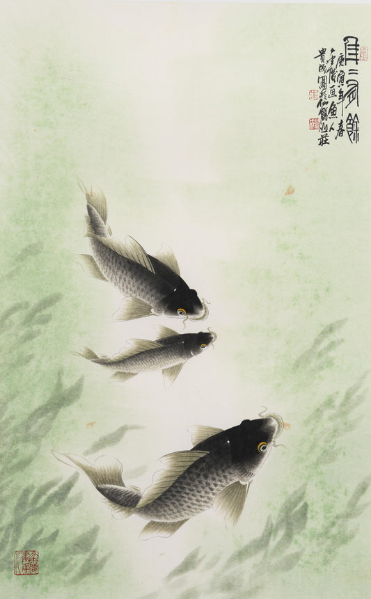 Abundance Year After Year (Niánnián Yǒuyú)" by Zhu Guicheng – Chinese Gongbi Painting