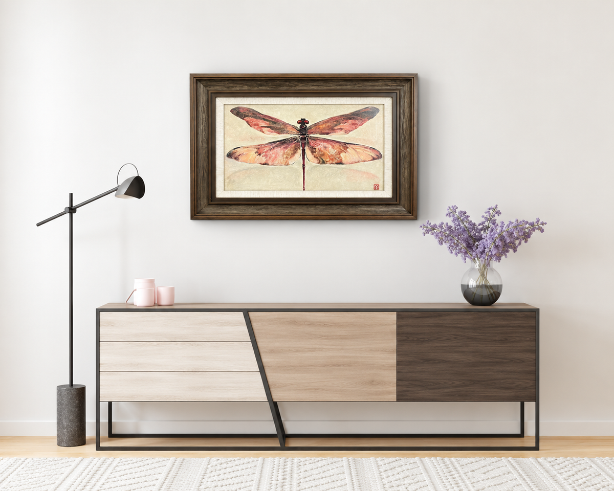 Wings of Freedom — Tonbo Dragonfly Series | Original Framed Panel Painting