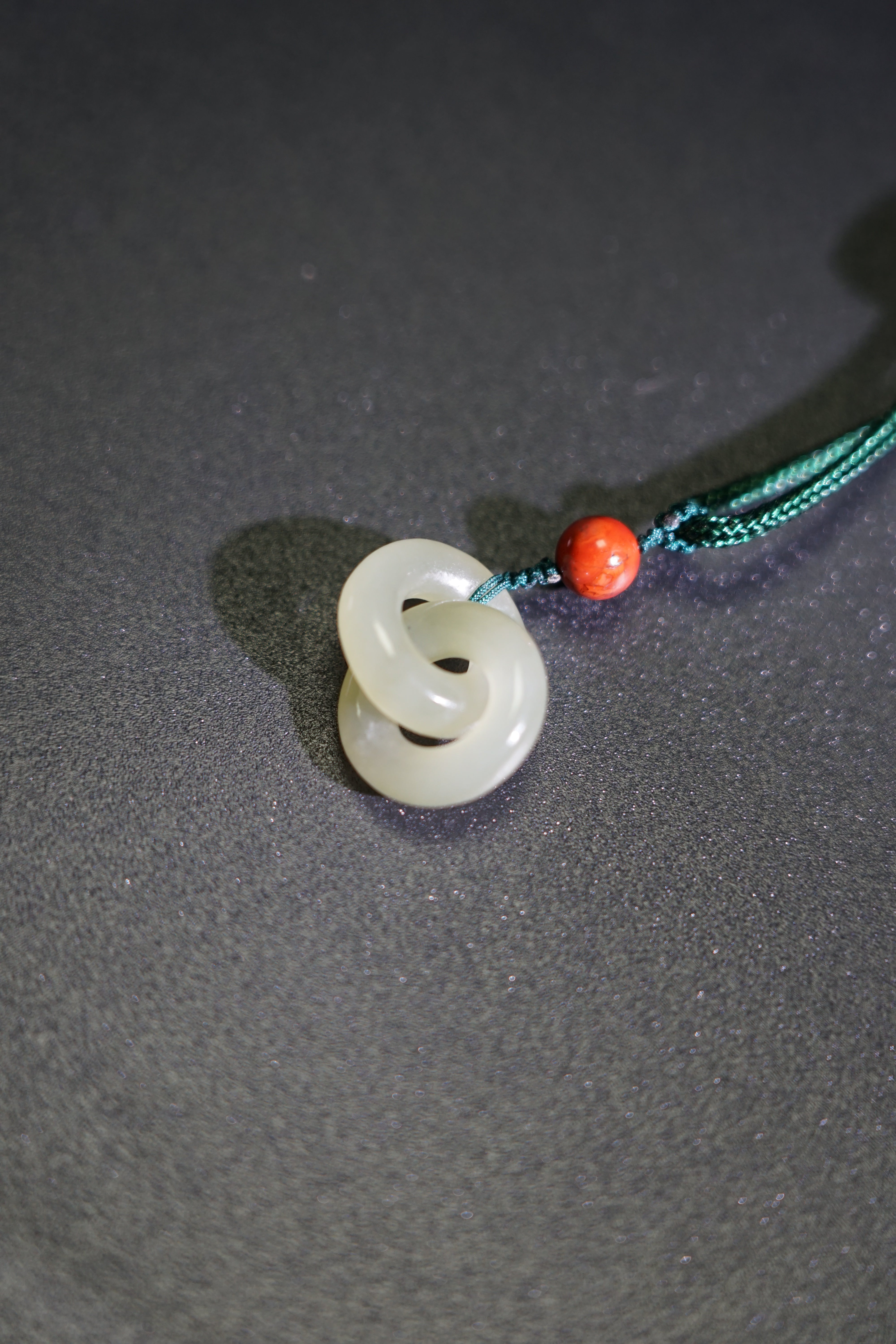 Hetian Green Jade Interlocking Concentric Knot Pendant