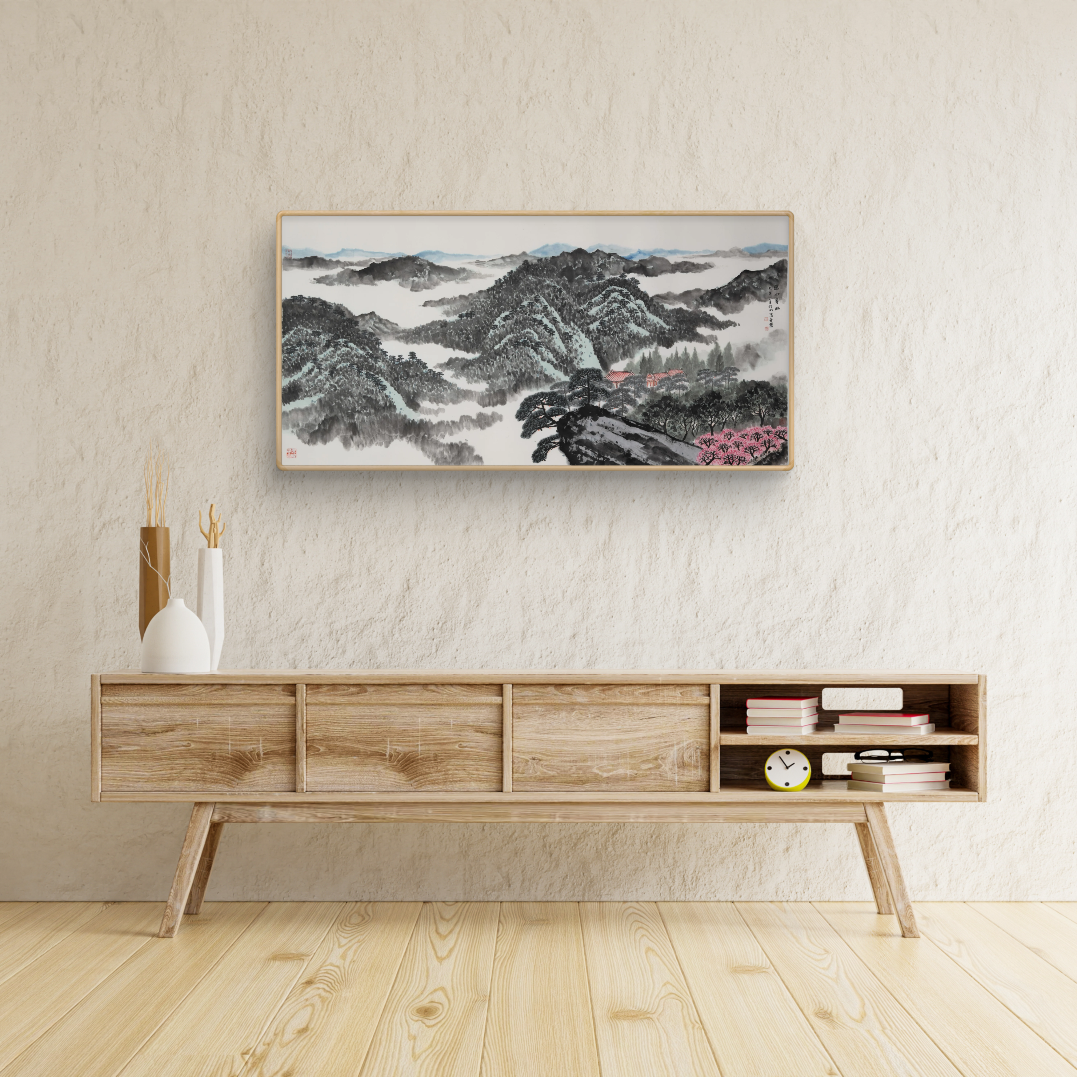 "Seeking Solitude in Deep Mountains" (Shēn Shān Xún Yōu) by Mo Xiangming – Traditional Chinese Landscape Painting of Mountains