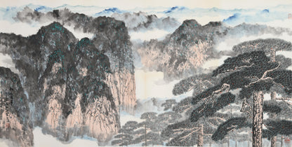 "Verdant Pine Ridges" (Sōng Lǐng Cāng Cuì) by Mo Xiangming – Traditional Chinese Landscape Painting of Mountains (Ink, Watercolor)