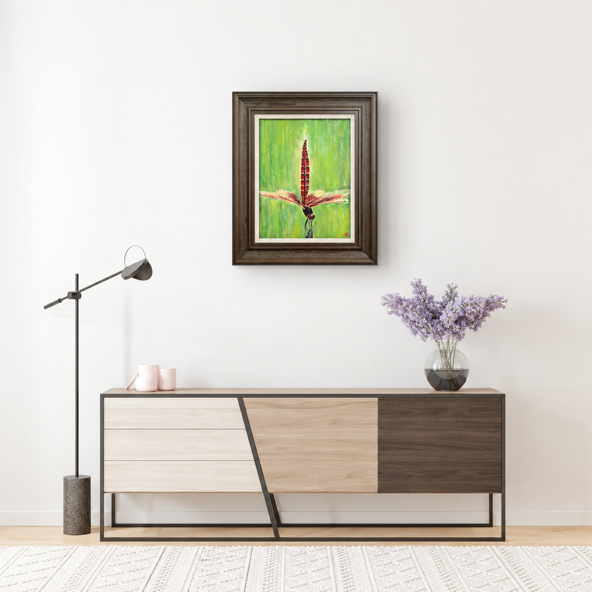 Rise — Tonbo Dragonfly Series | Original Framed Panel Painting